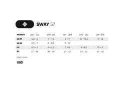 USD Sway 57 Aggressive Skates -Blade Skate Shop 710155 USD SWAY 57 sizingchart