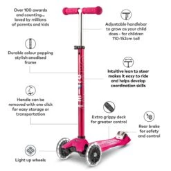 Maxi Micro Deluxe LED Scooter - Pink -Blade Skate Shop DCWVs re
