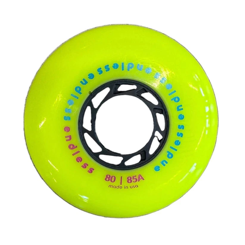 Endless Neon Yellow 80mm Wheels - Set Of 4 3 Endless Neon Yellow 80mm Wheels - Set Of 4