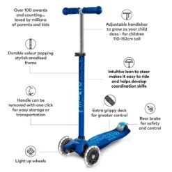 Maxi Micro Deluxe LED Scooter - Navy -Blade Skate Shop FlaVpRnK