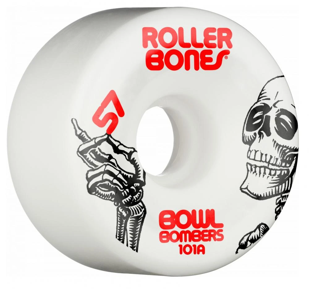 Rollerbones Bowl Bomber Wheels White 57mm 101a - Set Of 8 3 Rollerbones Bowl Bomber Wheels White 57mm 101a - Set Of 8