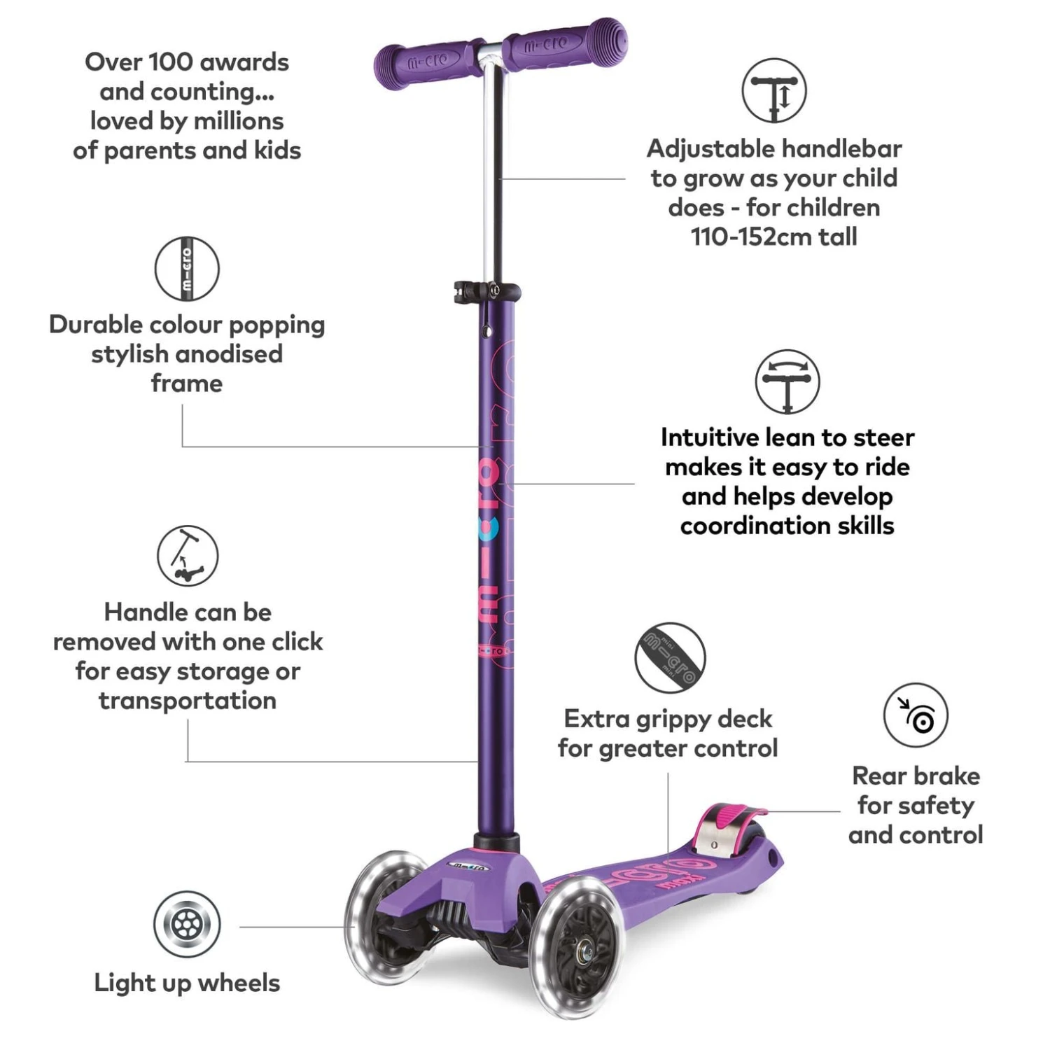 Maxi Micro Deluxe LED Scooter - Purple 5 Maxi Micro Deluxe LED Scooter - Purple - Image 3