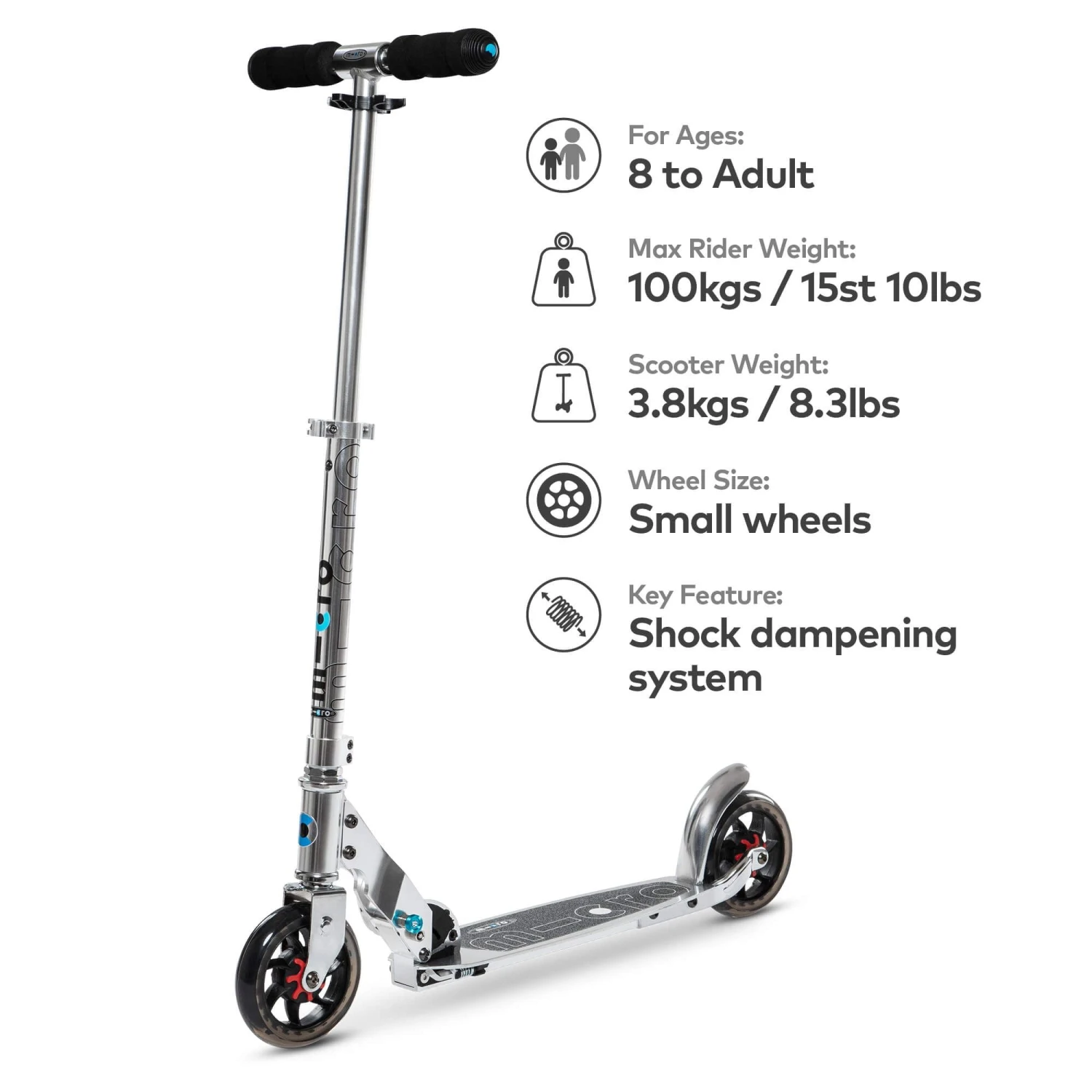 Micro Speed Scooter - Silver 4 Micro Speed Scooter - Silver - Image 2