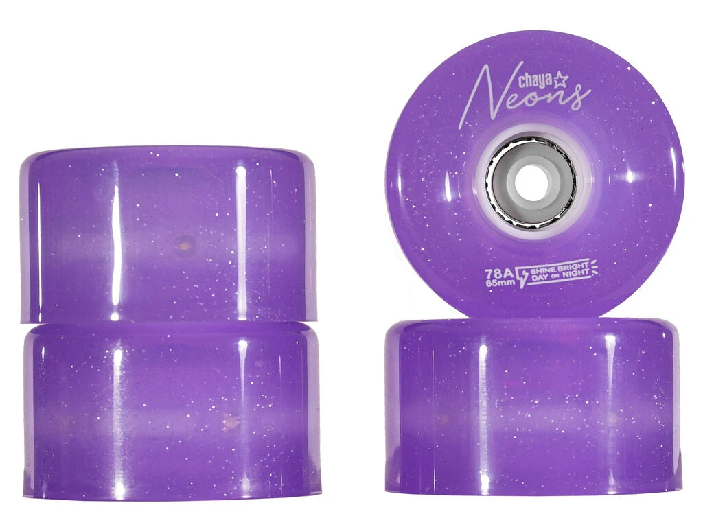Chaya Neons LED Light Up Roller Skate Wheels Purple 65mm 78a - 4 Pack 4 Chaya Neons LED Light Up Roller Skate Wheels Purple 65mm 78a - 4 Pack - Image 2