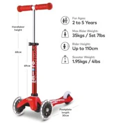 Mini Micro Deluxe LED Scooter - Red -Blade Skate Shop ioftOimJ