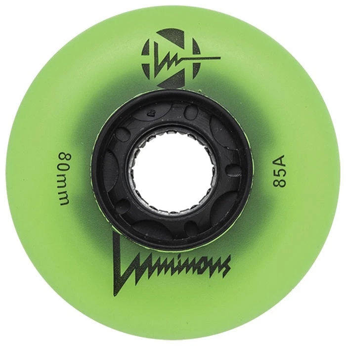 Luminous Light Up Inline Skate Wheels - Green Glow 4 Pack 3 Luminous Light Up Inline Skate Wheels - Green Glow 4 Pack