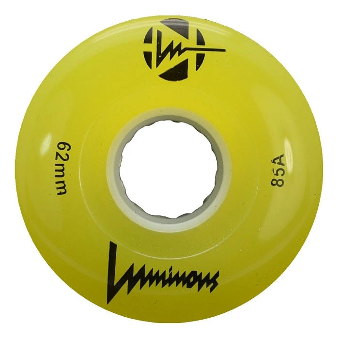 Luminous Light Up Quad Wheels Yellow 62mm - 4 Pack 3 Luminous Light Up Quad Wheels Yellow 62mm - 4 Pack