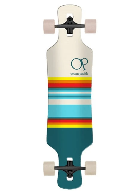 Ocean Pacific Swell White And Teal Drop Through Longboard - 36" 3 Ocean Pacific Swell White And Teal Drop Through Longboard - 36"