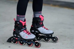 Rollerblade Macroblade 90 Womens Skates - Grey/Pink -Blade Skate Shop rollerblade macroblade 90 womens skates grey pink lifestyle
