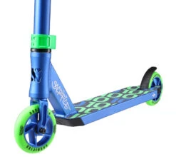 Sacrifice Flyte 100 V2 Stunt Scooter - Blue/Green -Blade Skate Shop sacrifice flyte 100 v2 stunt scooter blue green close