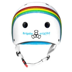 Triple 8 Sweatsaver Helmet - White Rainbow Sparkle 5 Triple 8 Sweatsaver Helmet - White Rainbow Sparkle -Blade Skate Shop triple 8 sweatsaver helmet rainbow sparkle white back