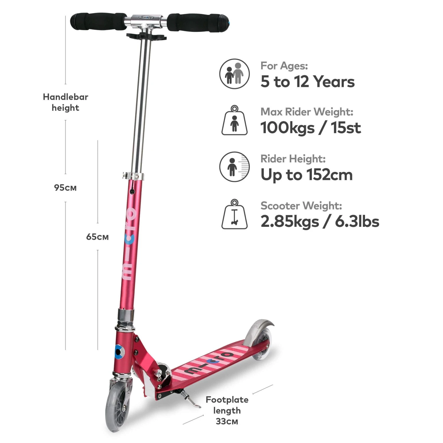 Micro Sprite Scooter - Pink Stripe 4 Micro Sprite Scooter - Pink Stripe - Image 2